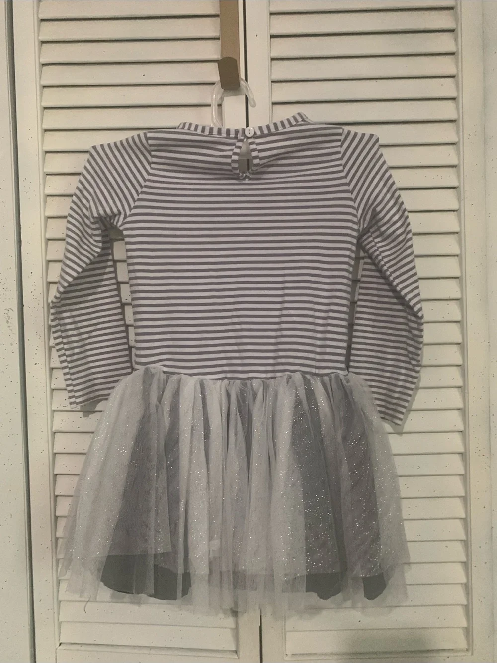 Gray & White Striped Ghost Tulle Halloween Dress for Kids Counting Daisies